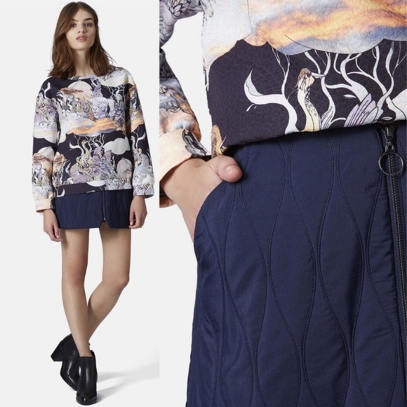 Topshop Premium Quilted Zip Skirt Mini Hardware - Picture 2 of 8